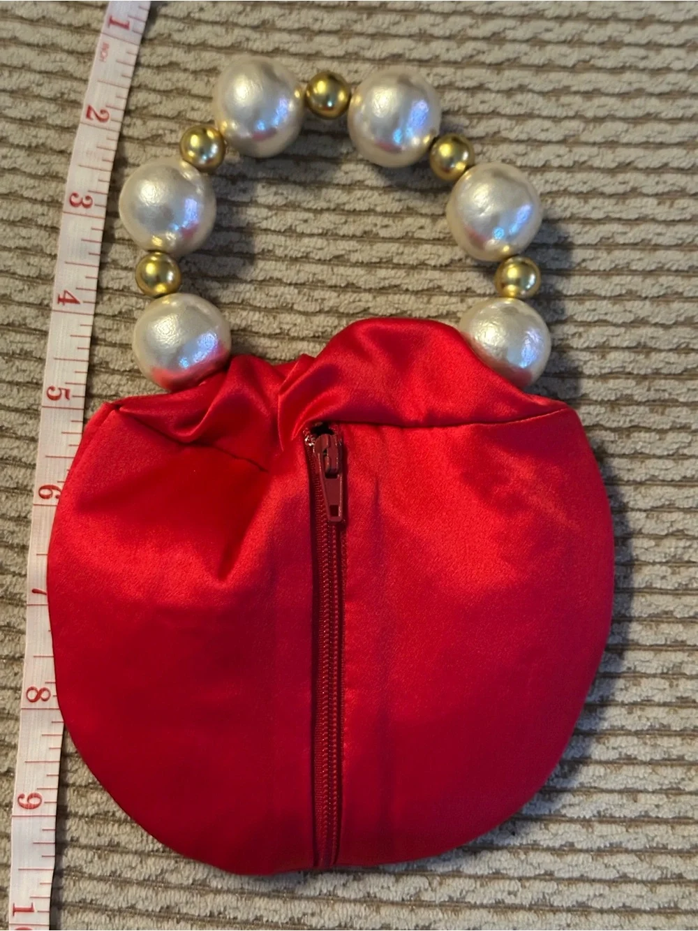 Nancy Bacich Satin Beaded Wristlet Bag - Red